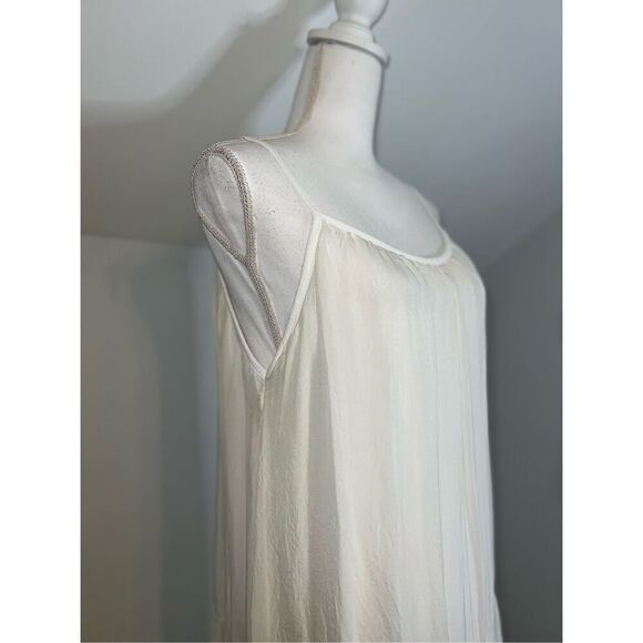 Women’s Ivory SILK blend Maxi Dress Boho Chic MEDIUM - Picture 3 of 10